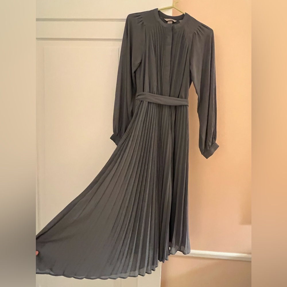 Elegant Gray Pleated Dress